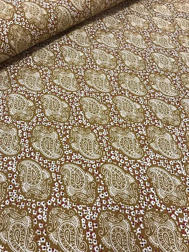 100% Viscose - Mustard Paisley Print 017-B