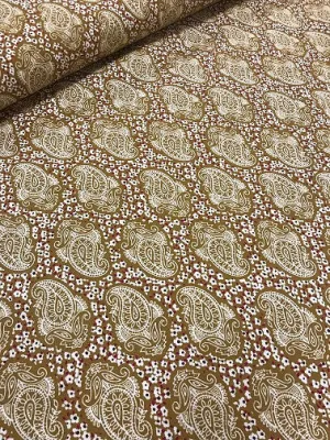 100% Viscose - Mustard Paisley Print 017-B