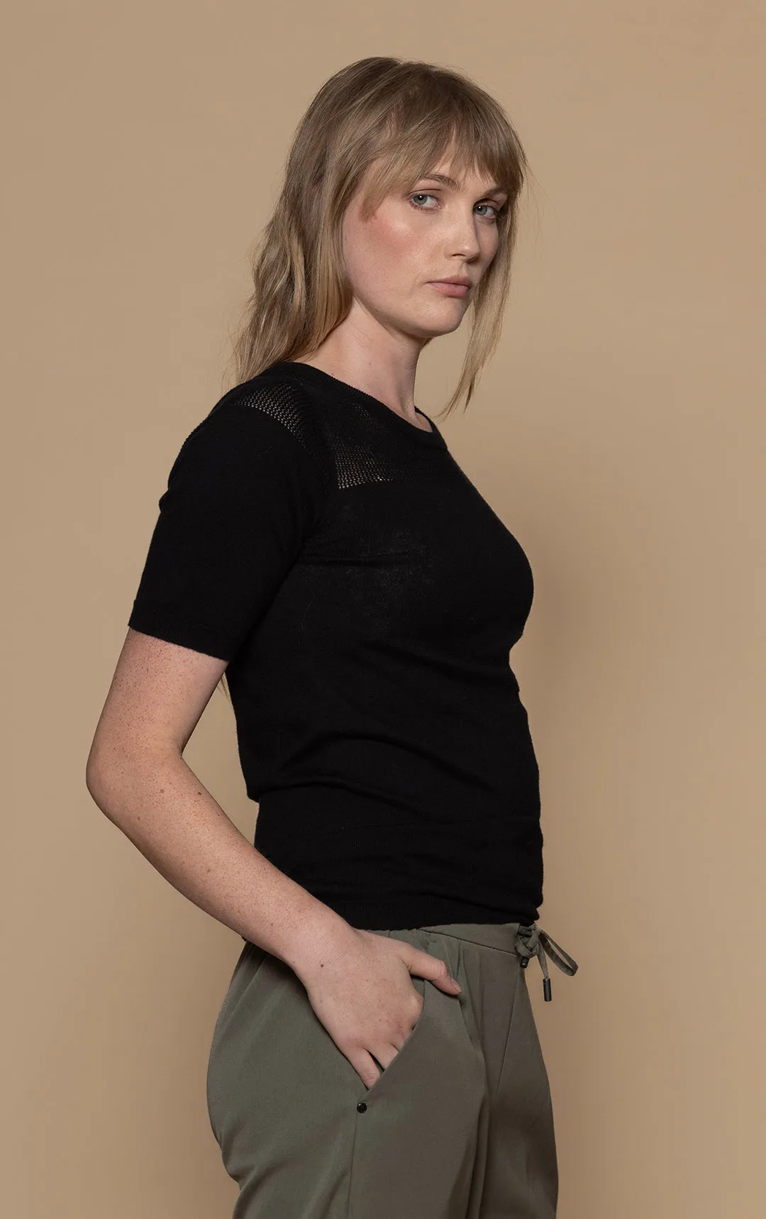 14GG COTTON SILK MESH KNIT TEE - CLEARANCE