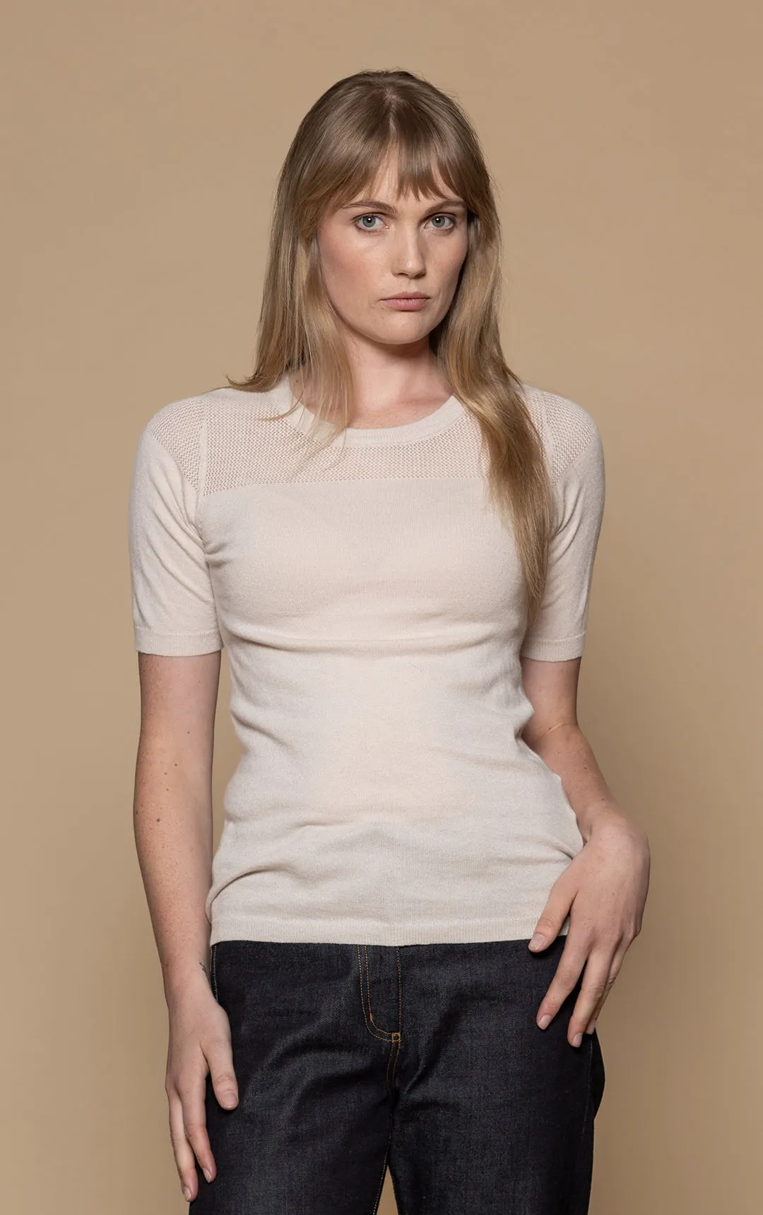 14GG COTTON SILK MESH KNIT TEE - CLEARANCE