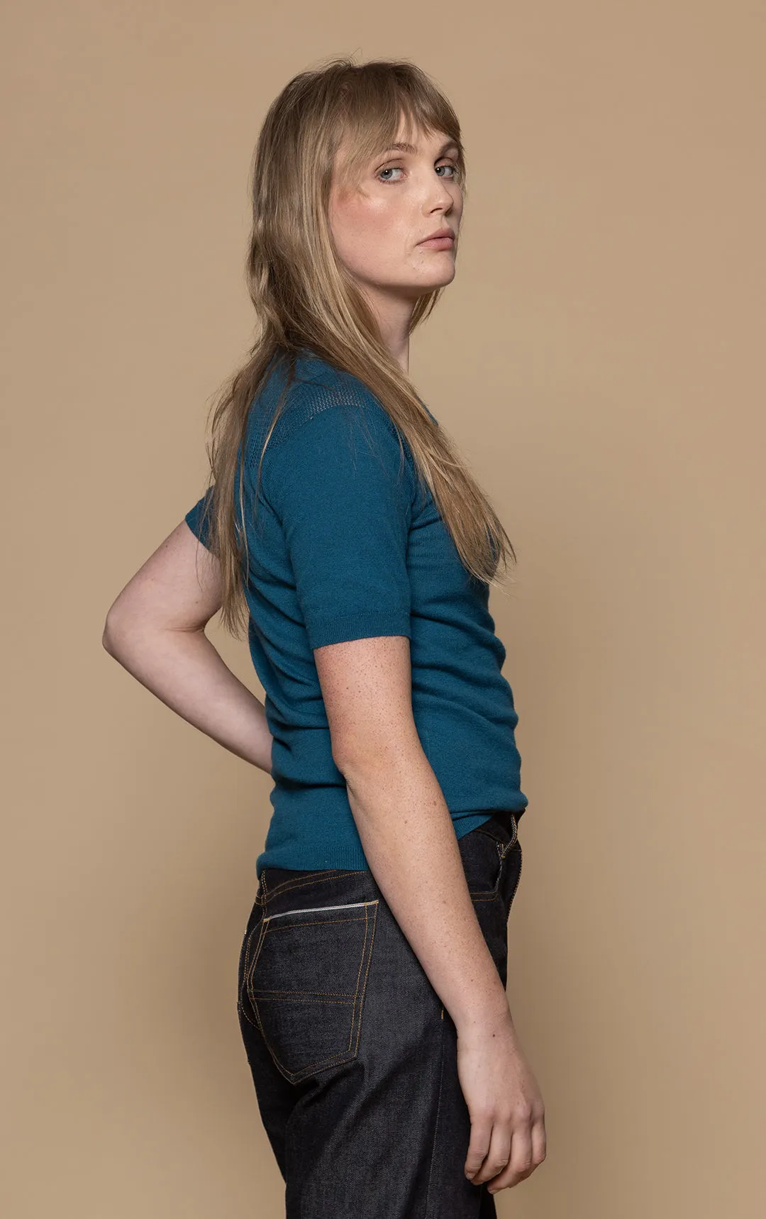14GG COTTON SILK MESH KNIT TEE - CLEARANCE