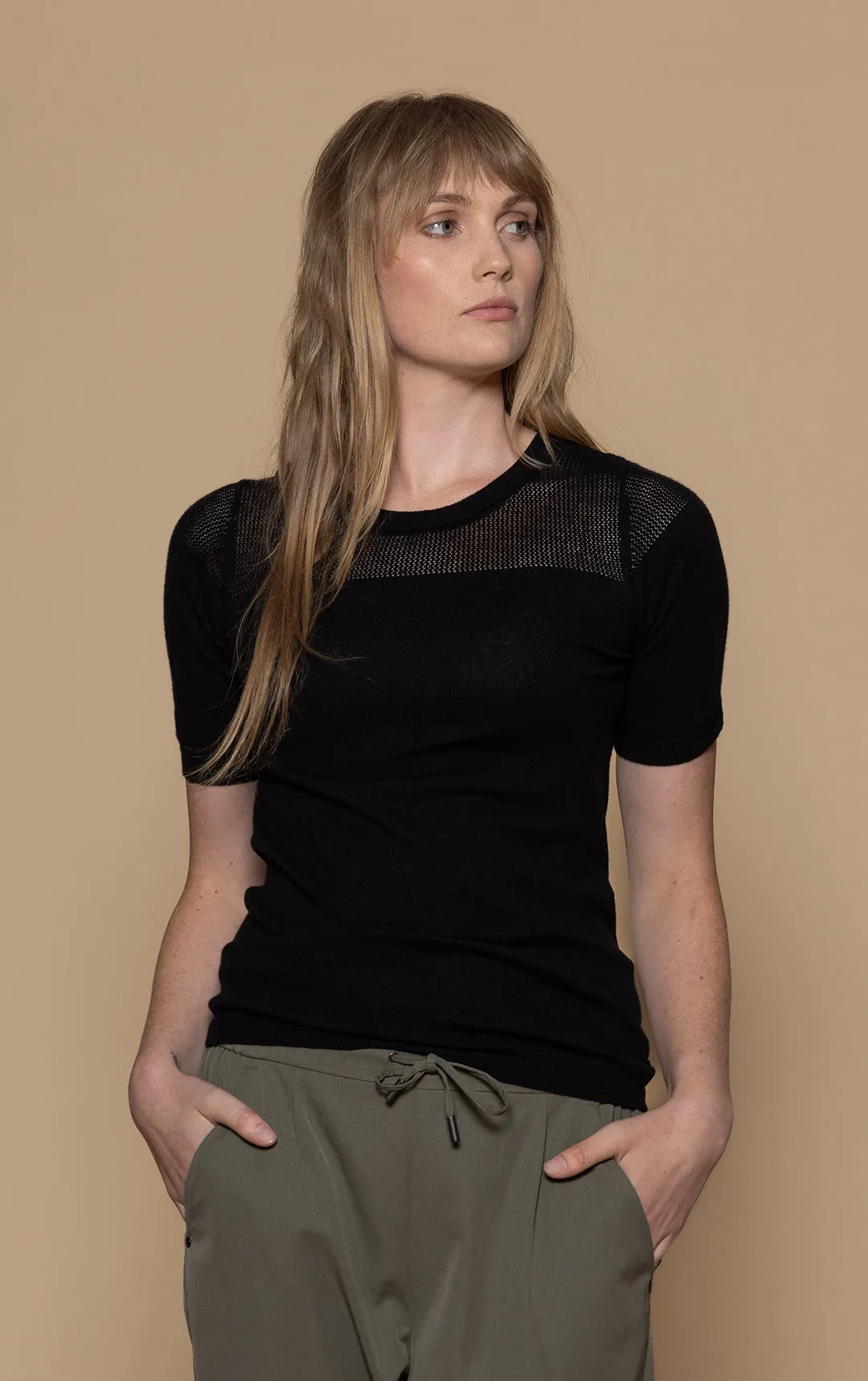 14GG COTTON SILK MESH KNIT TEE - CLEARANCE