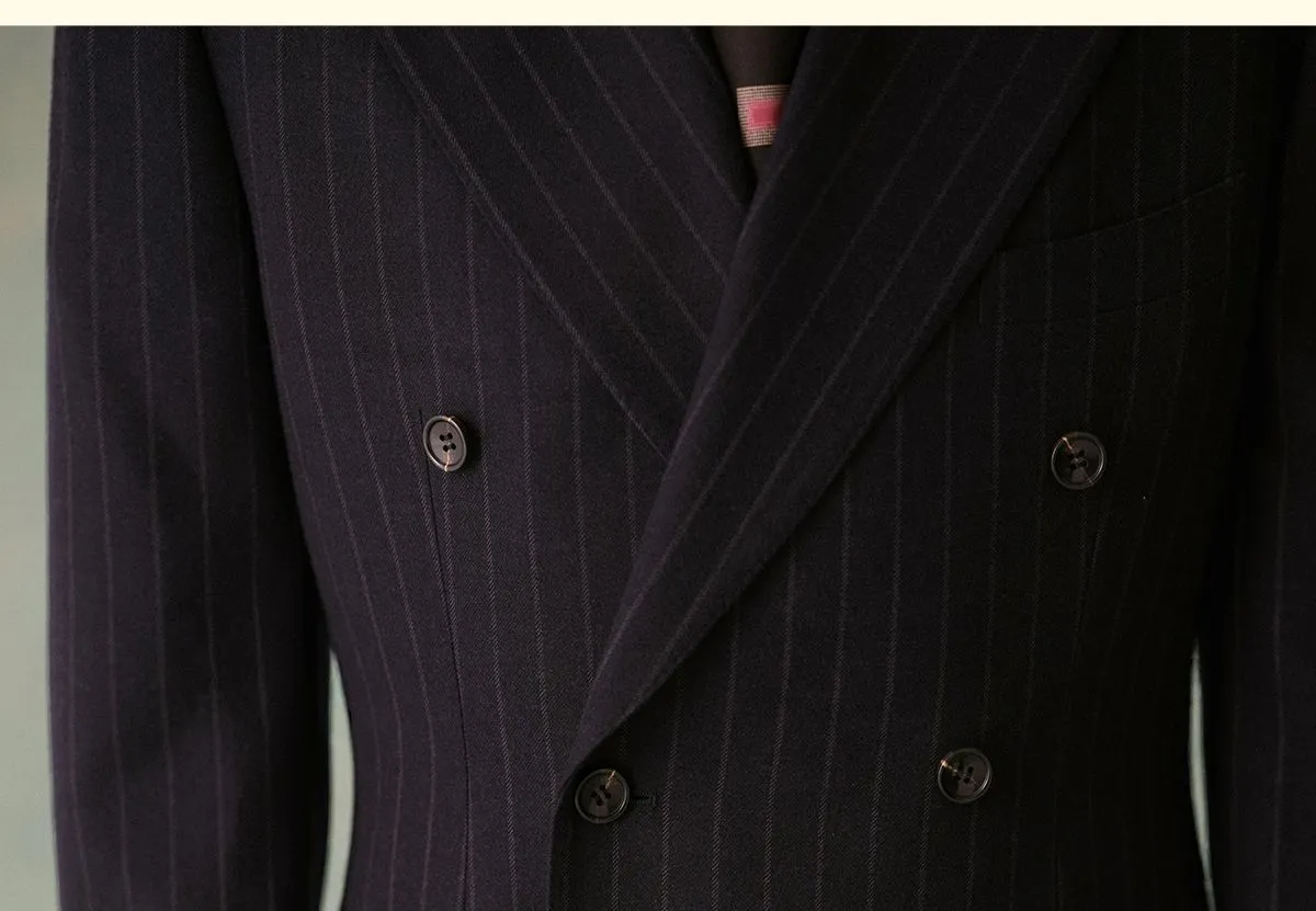 1930s Retro Double-Breasted Pinstripe Suit