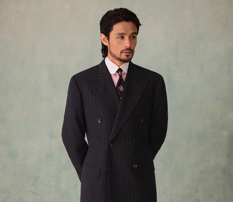 1930s Retro Double-Breasted Pinstripe Suit