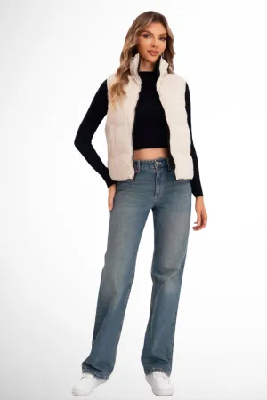 (4p.pack) Plain Reversible Leather Look Gilet