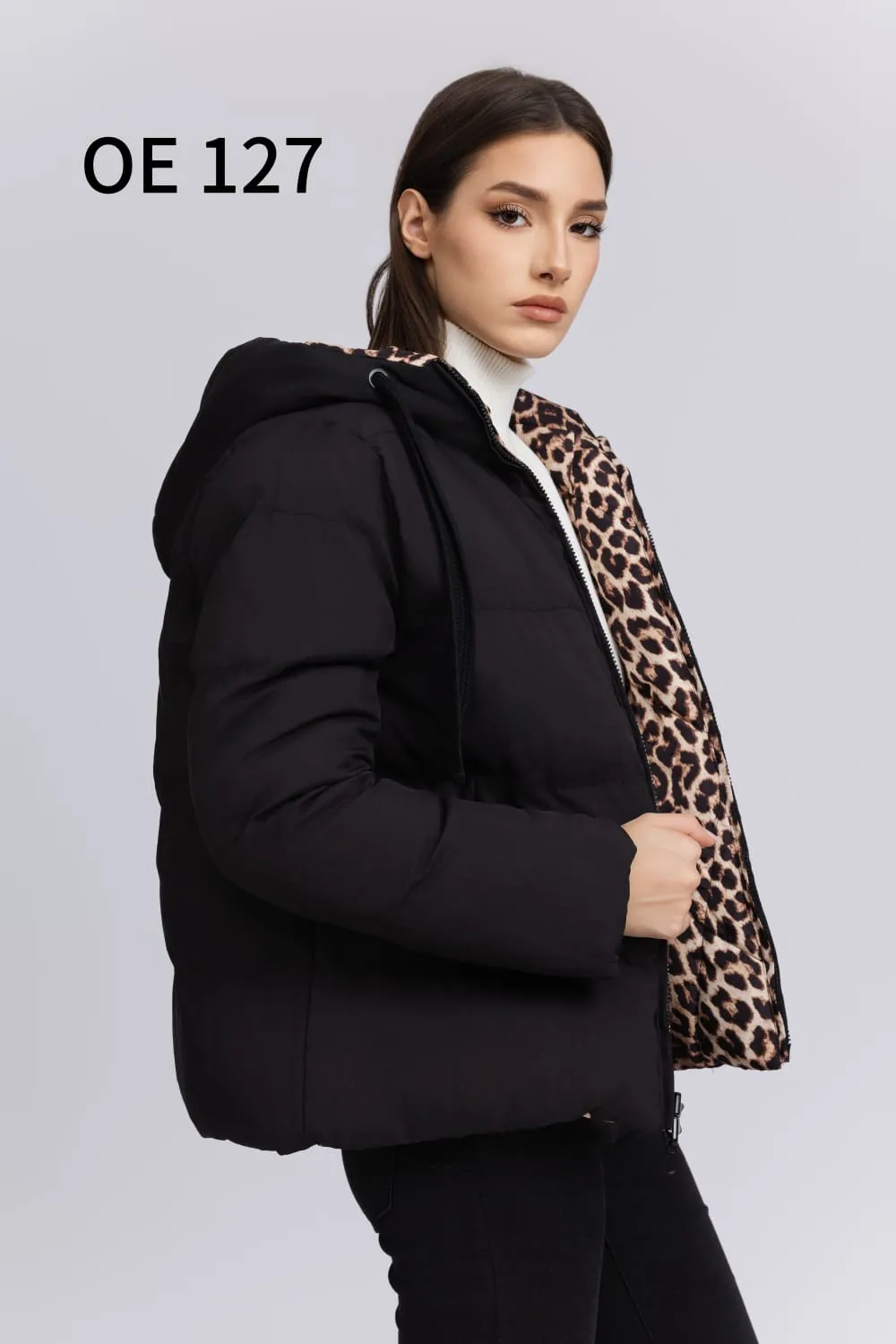 (4P.PACK) Reversible Jacket Leopard Print Hoody