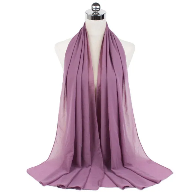 67colors Elegant Modest Women Bubble Chiffon Solid Oversizes Muslim Head Scarf Ladies Shawl and Wrap Female Foulard Hijab Stoles