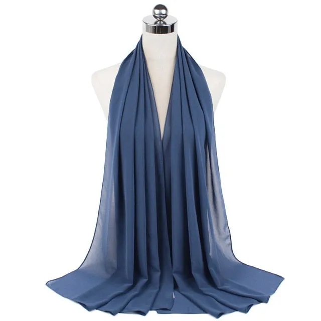 67colors Elegant Modest Women Bubble Chiffon Solid Oversizes Muslim Head Scarf Ladies Shawl and Wrap Female Foulard Hijab Stoles