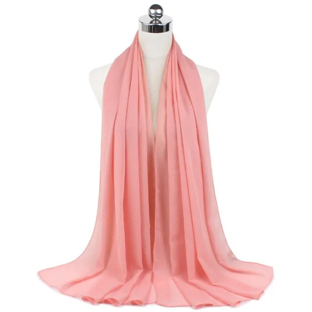 67colors Elegant Modest Women Bubble Chiffon Solid Oversizes Muslim Head Scarf Ladies Shawl and Wrap Female Foulard Hijab Stoles
