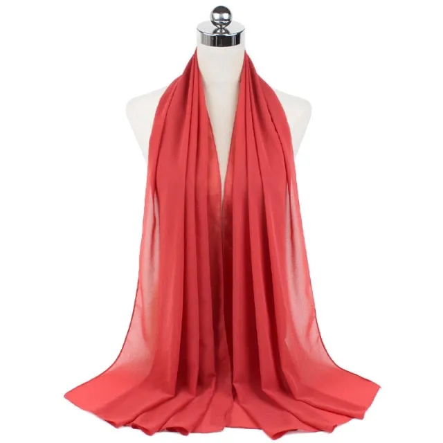 67colors Elegant Modest Women Bubble Chiffon Solid Oversizes Muslim Head Scarf Ladies Shawl and Wrap Female Foulard Hijab Stoles