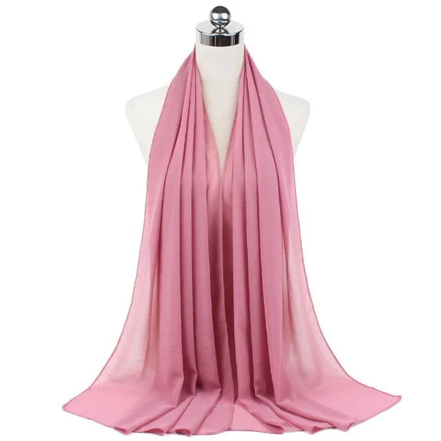 67colors Elegant Modest Women Bubble Chiffon Solid Oversizes Muslim Head Scarf Ladies Shawl and Wrap Female Foulard Hijab Stoles