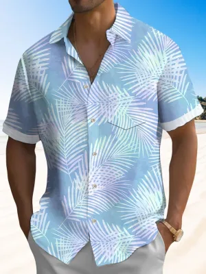 Alohadaddy Hawaiian Tropical Leaves Floral Ombre Beach Breathable Shirt