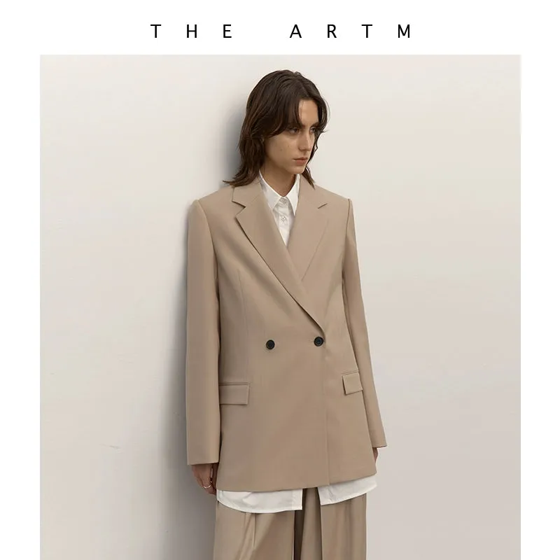 Beige Double-Breasted Blazer