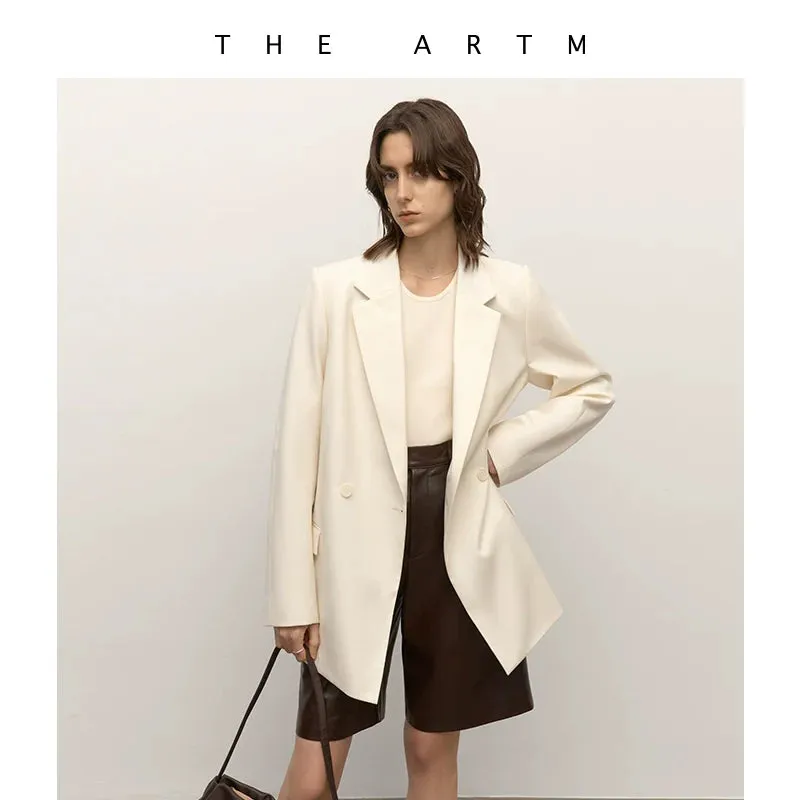 Beige Double-Breasted Blazer