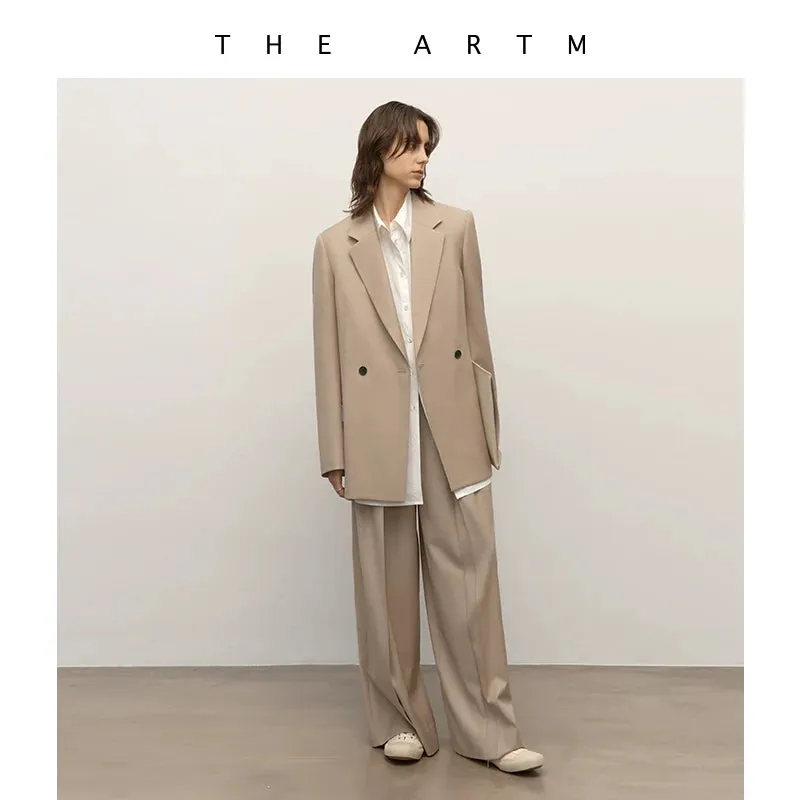 Beige Double-Breasted Blazer