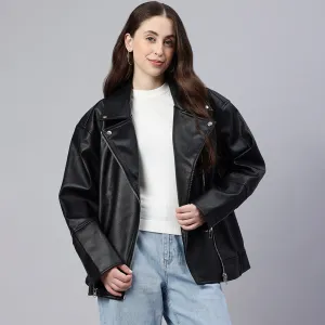Belted Oversized Biker Jacket