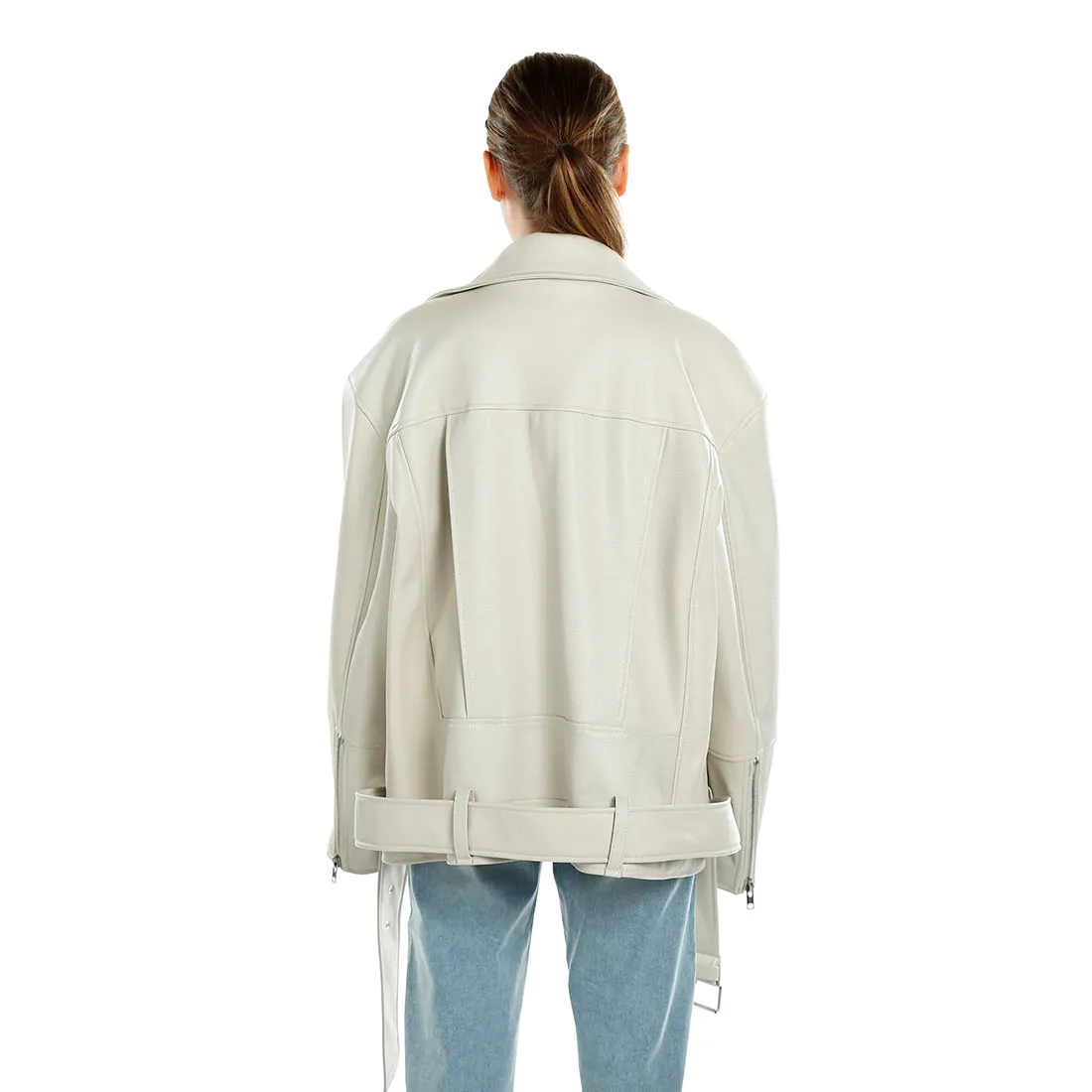 Belted Oversized Biker Jacket