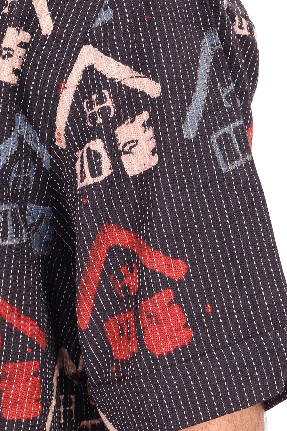 Black Half Sleeve Ajrakh Printed Cotton Mens Shirt 10073059