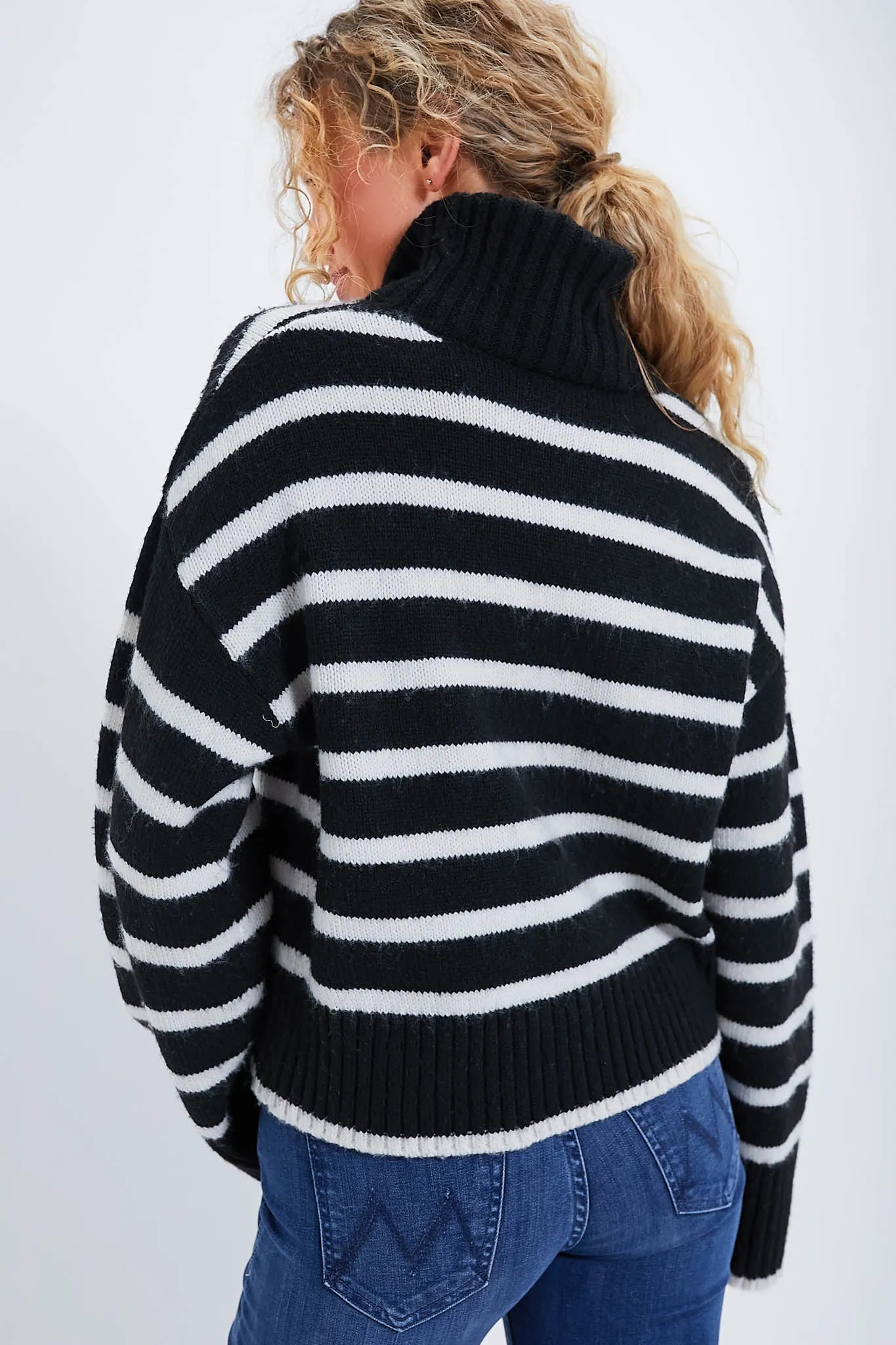 Black Josephine Stripe Turtleneck