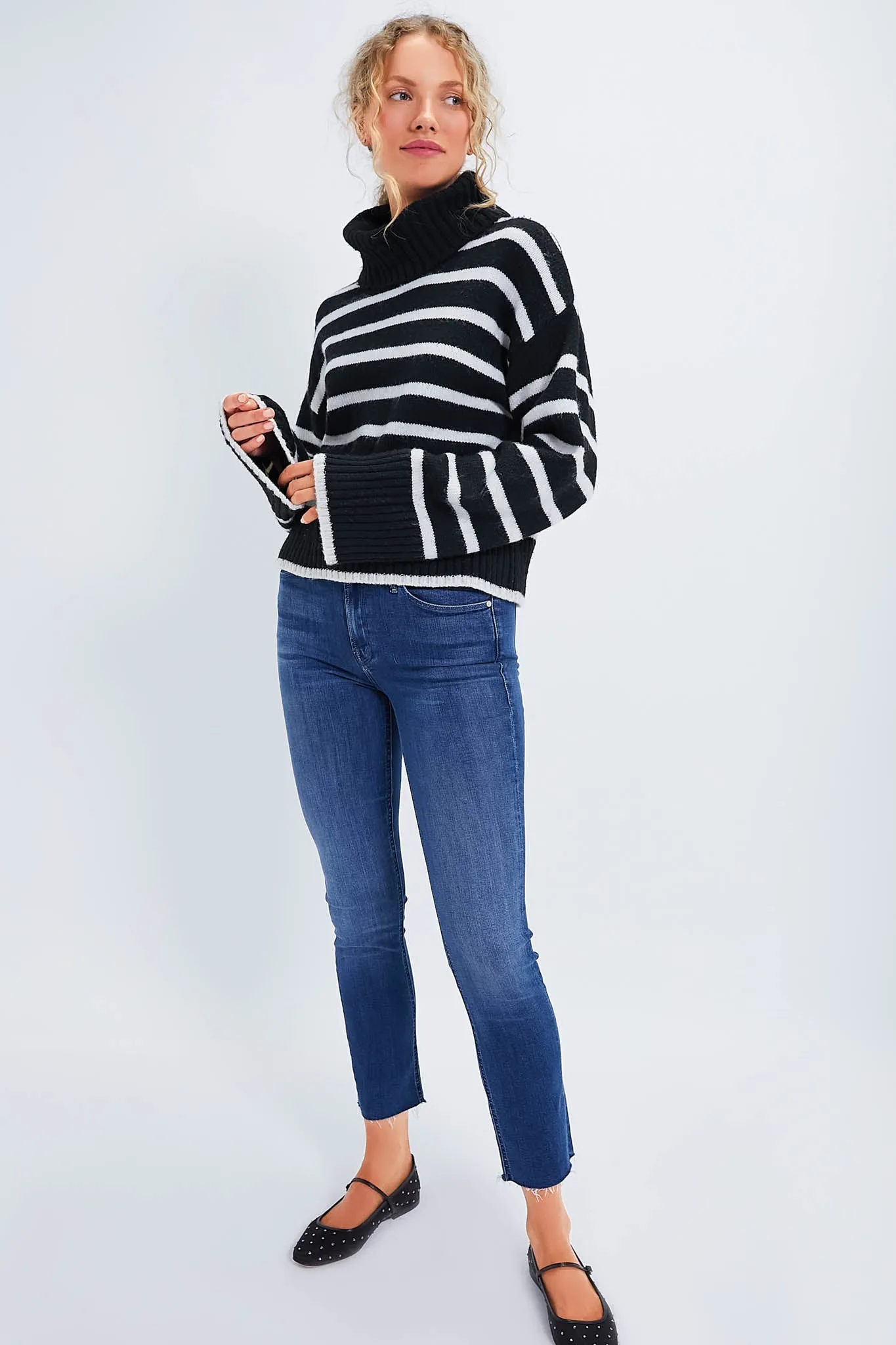Black Josephine Stripe Turtleneck