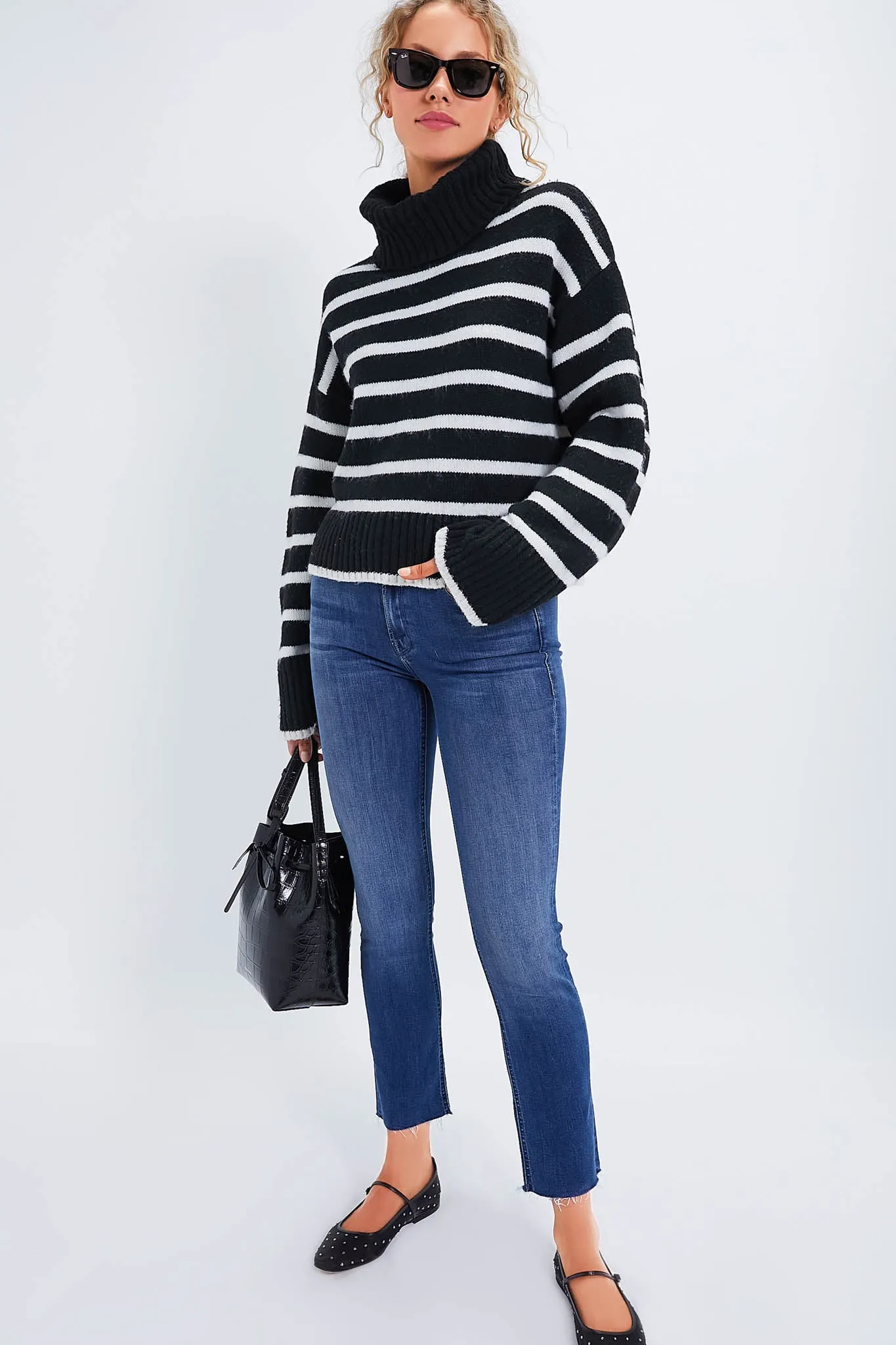 Black Josephine Stripe Turtleneck