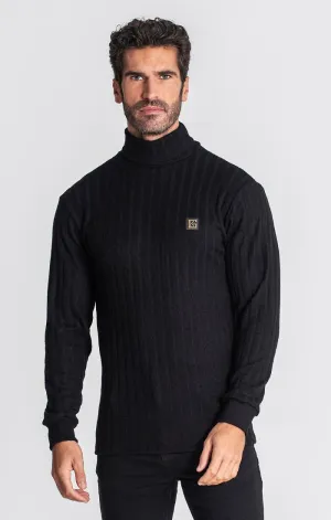 BLACK RIBBED TURTLENECK