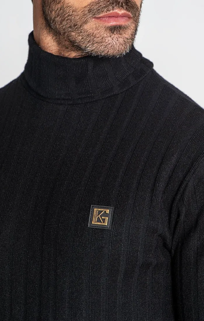 BLACK RIBBED TURTLENECK