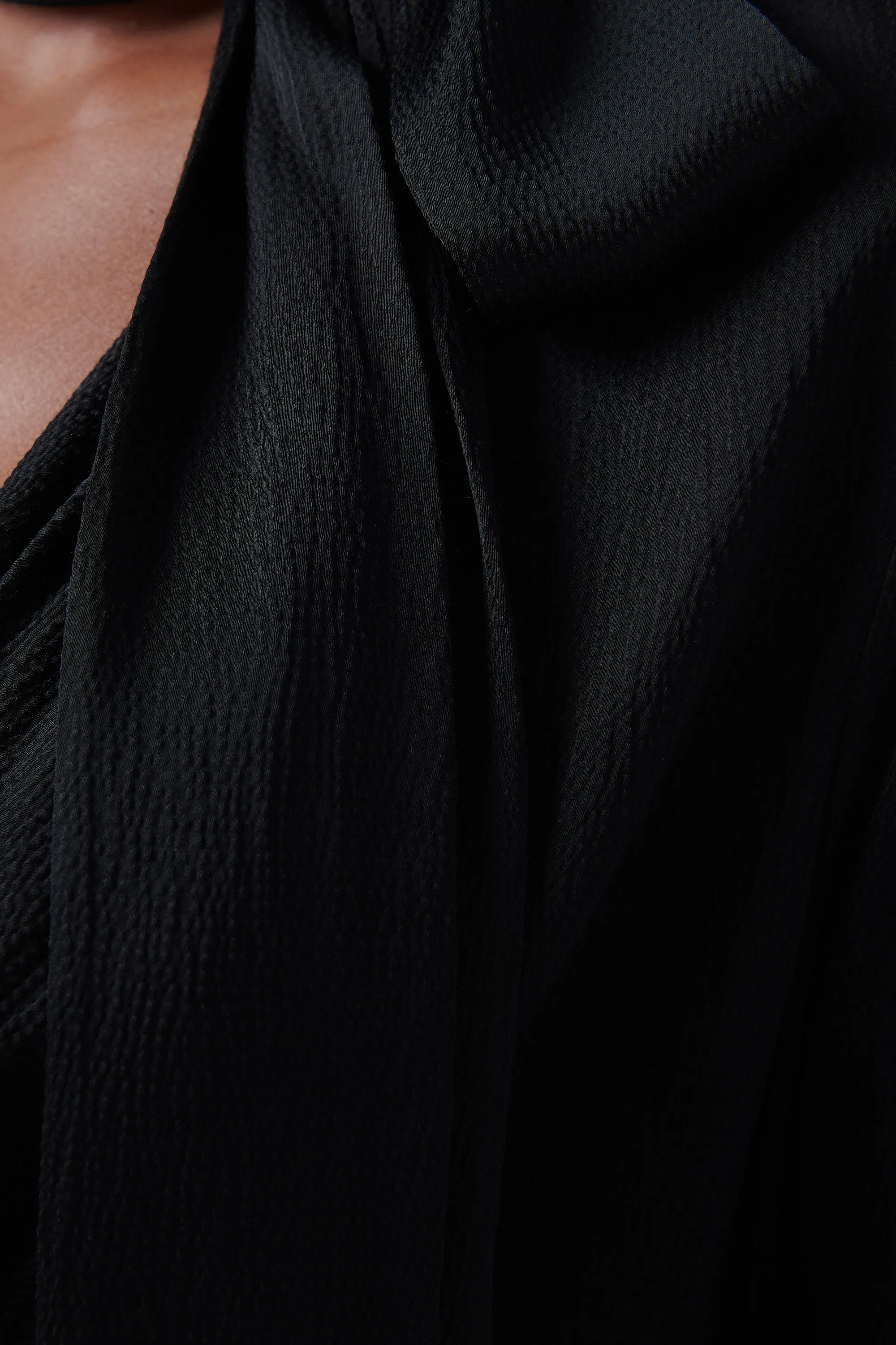 Black Seersucker Maxi Dress