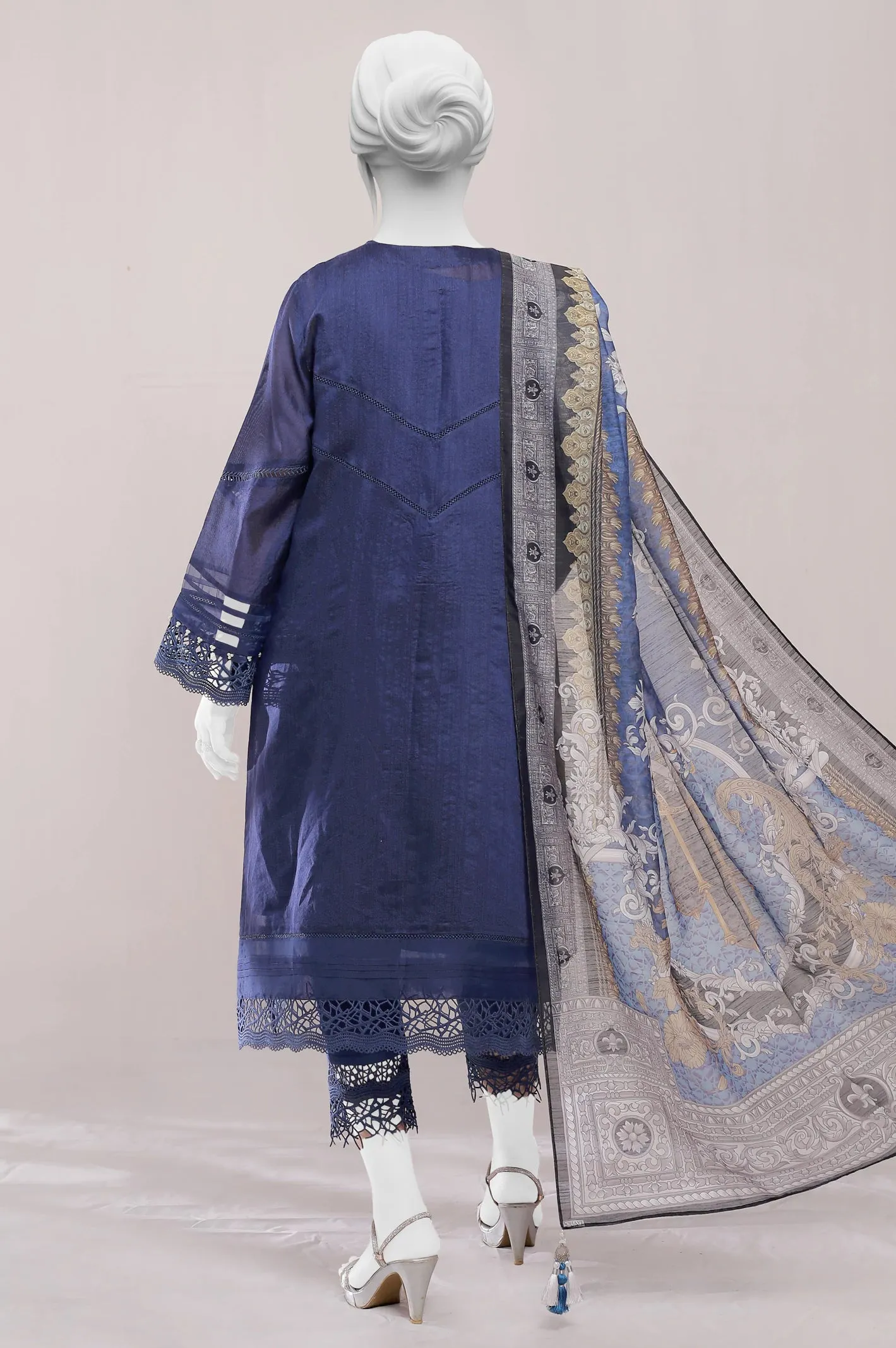 Blue Embroidered 3PC Unstitched