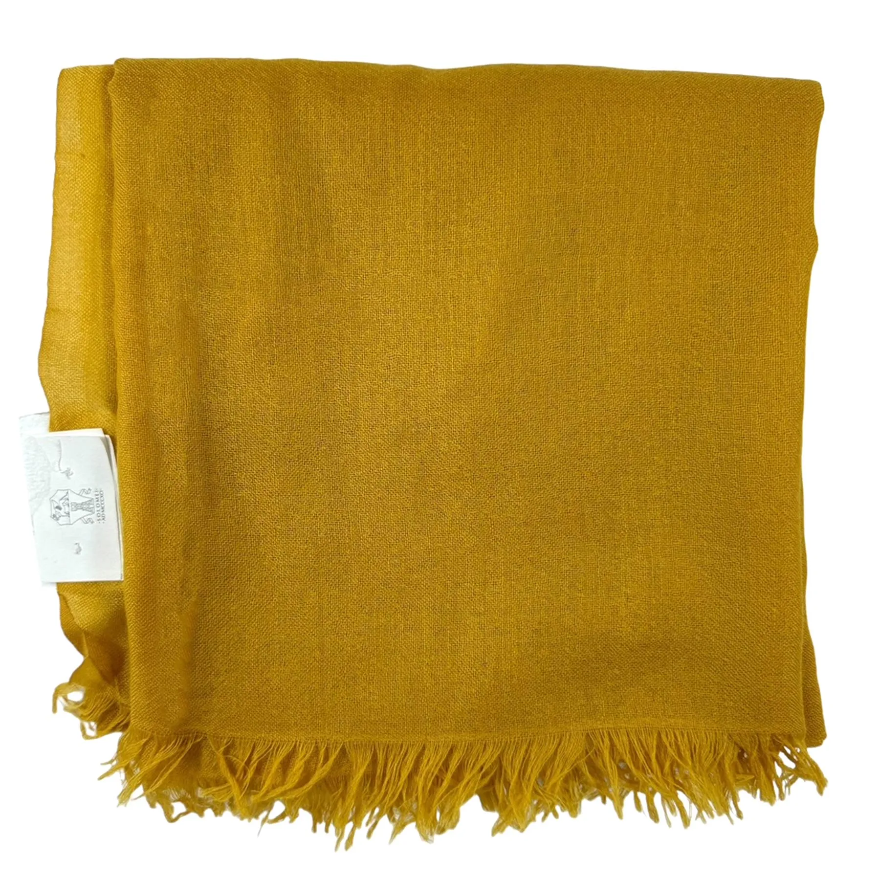 Brunello Cucinelli Cashmere Scarf Yellow Ocher - Large Women Shawl SALE