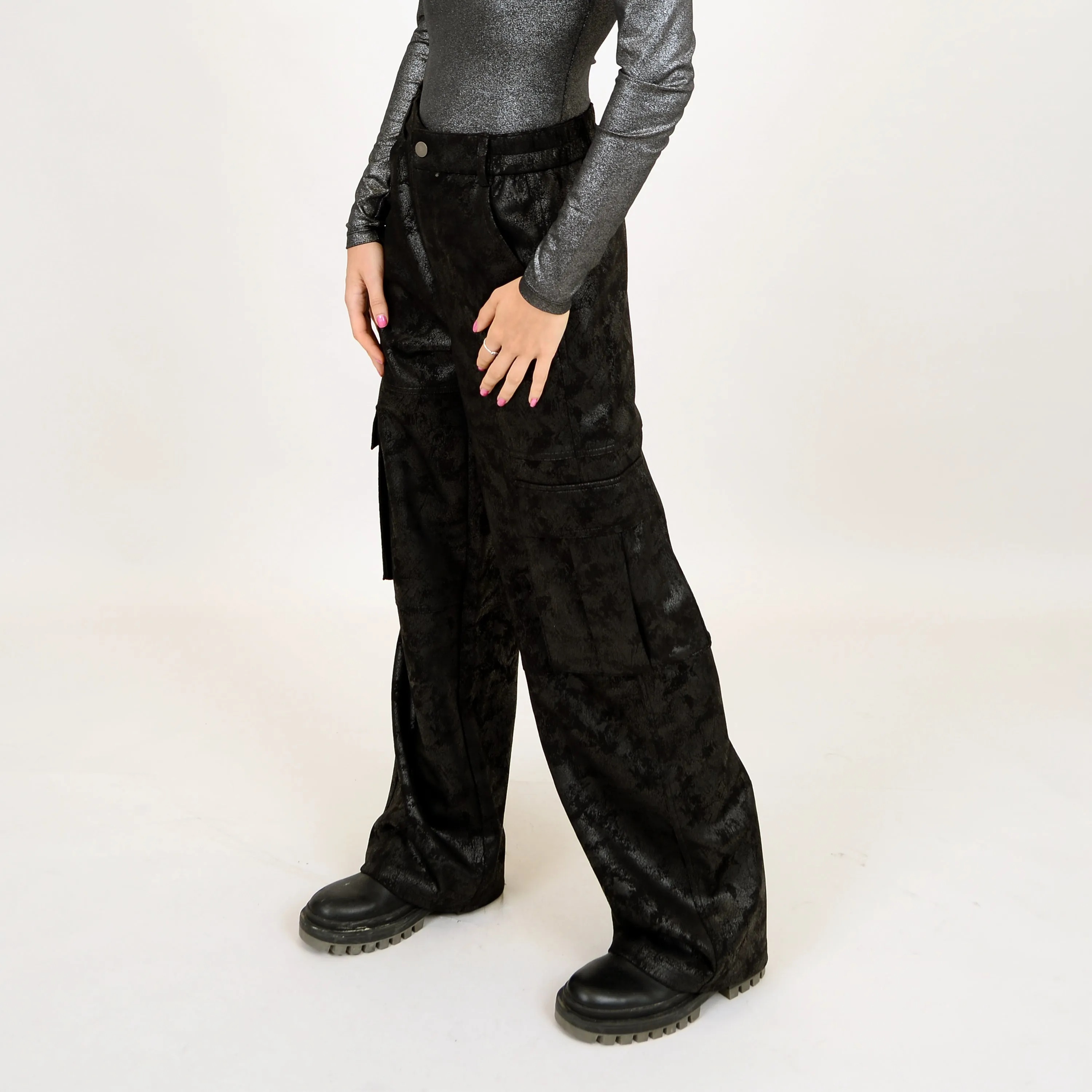 Caroline Cargo Pocket Pant | Black Texture