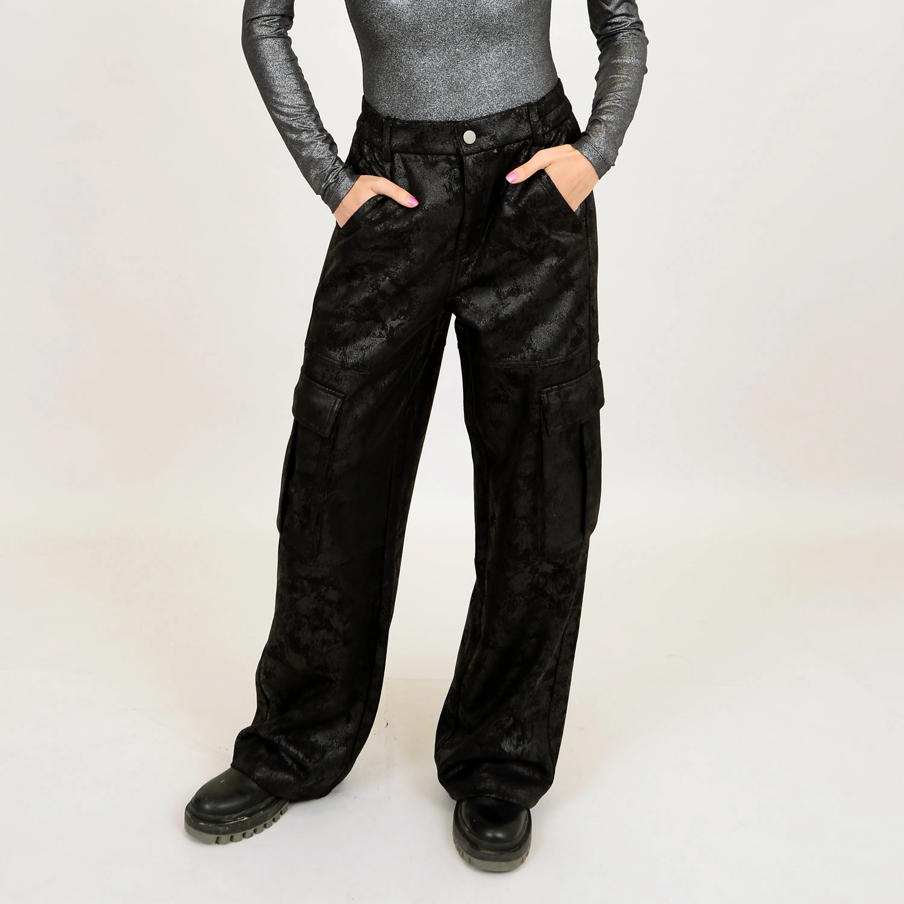Caroline Cargo Pocket Pant | Black Texture
