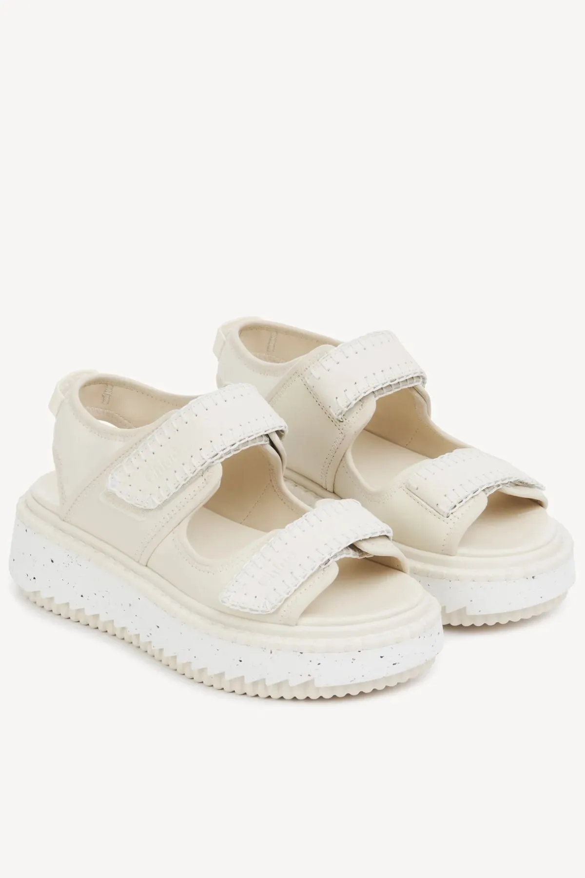 Chloé Lilli Leather Combo Sandal - Milk