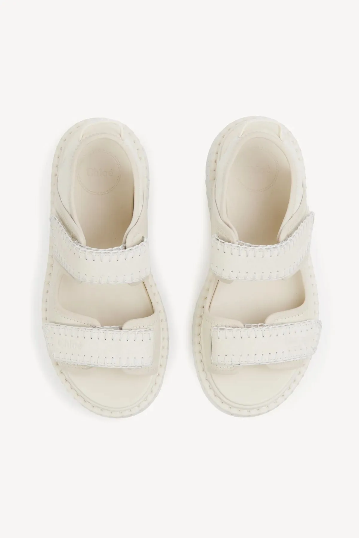 Chloé Lilli Leather Combo Sandal - Milk