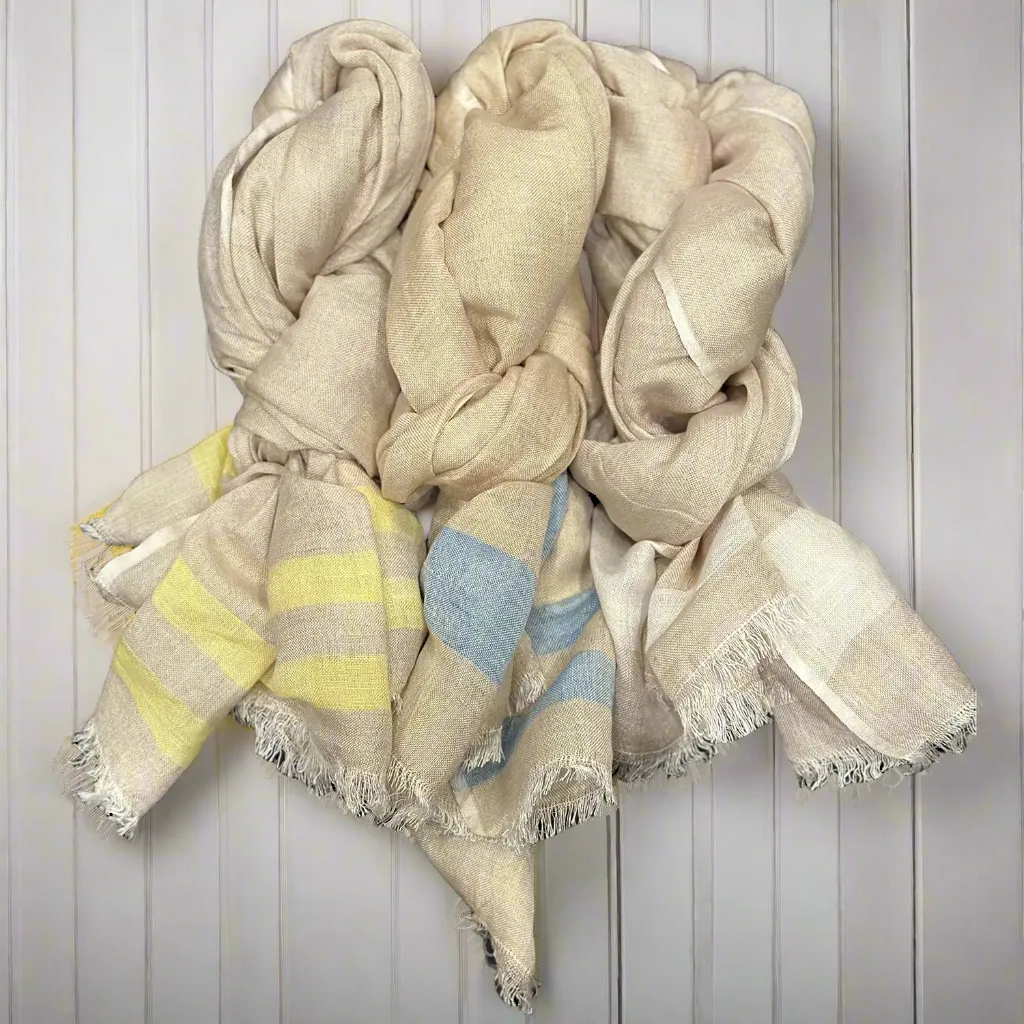 Chloe & Lex - Linen Scarf with Fresh Stripes