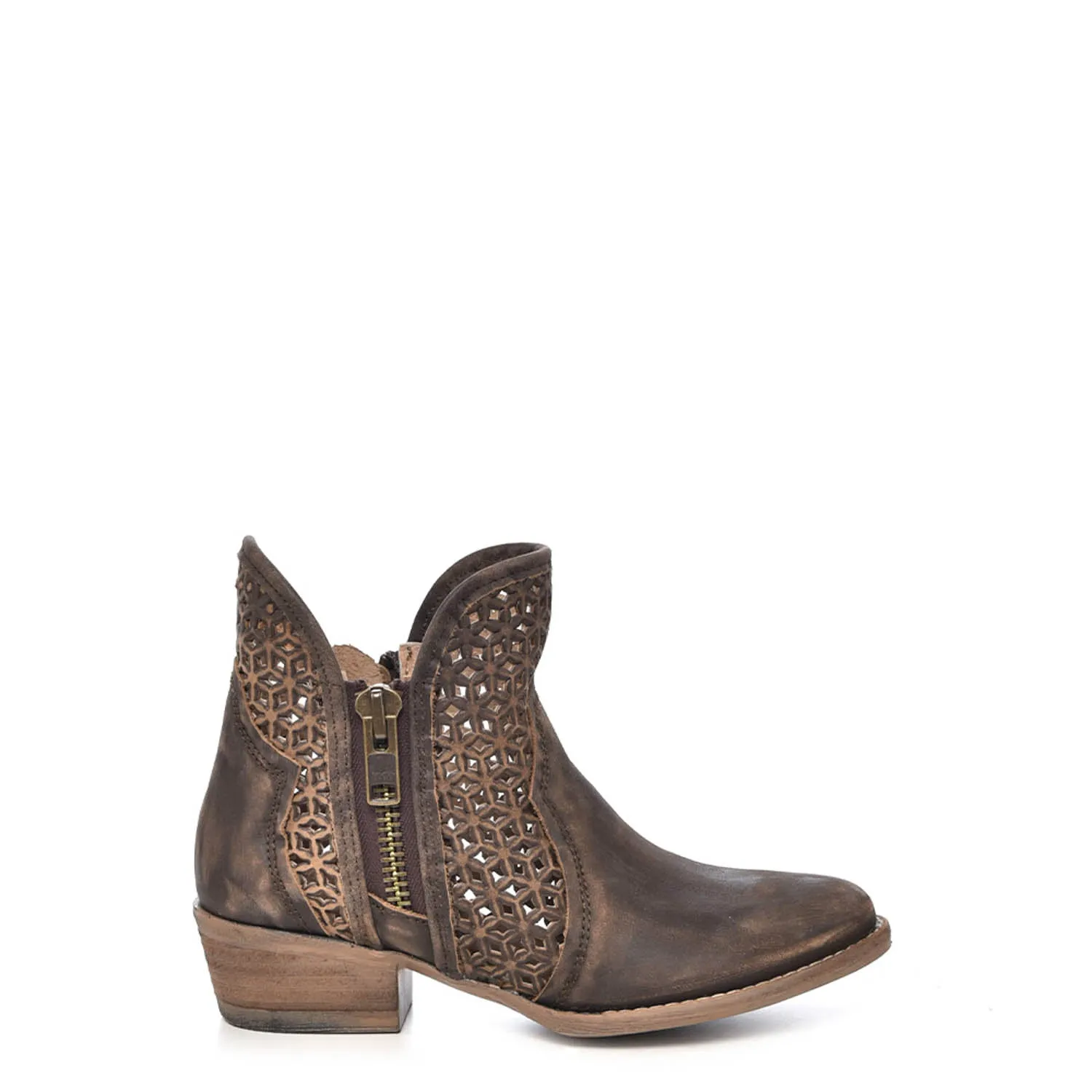 Circle G Urban Ladies Brown Cowhide Leather Shortie Boots