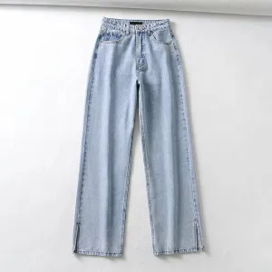 Classic Straight Wide Leg Denim Pants for Women