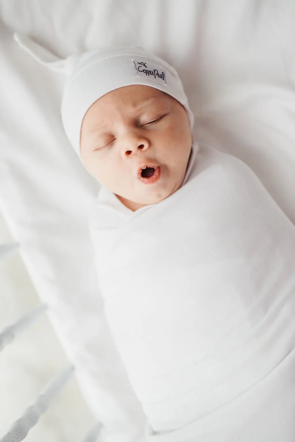 Copper Pearl Newborn Top Knot Hat - Dove