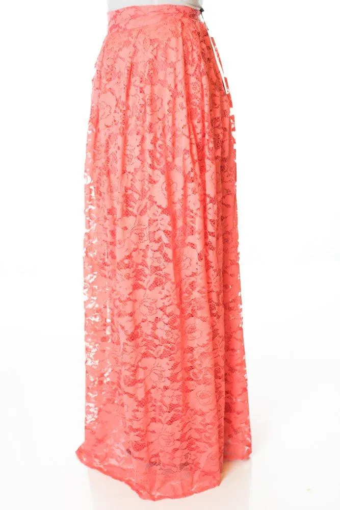 Coral Lace floral skirt