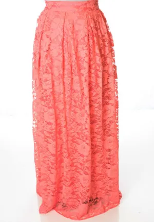 Coral Lace floral skirt