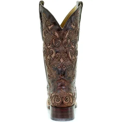 Corral Women's Inlay and Stud Accents Boot - Square Toe - A3326
