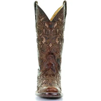 Corral Women's Inlay and Stud Accents Boot - Square Toe - A3326