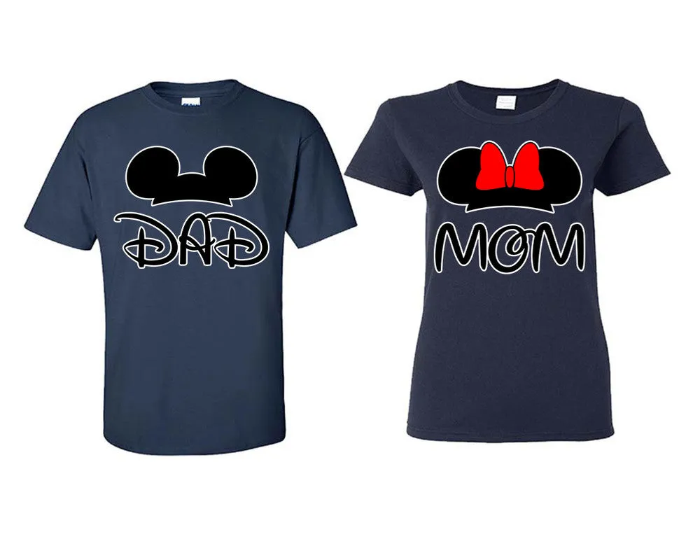 Dad & Mom Couple Matching T-Shirts – Classic Cotton Tees Sold Separately in Various Sizes & Colors | Unique Heat Press Designs