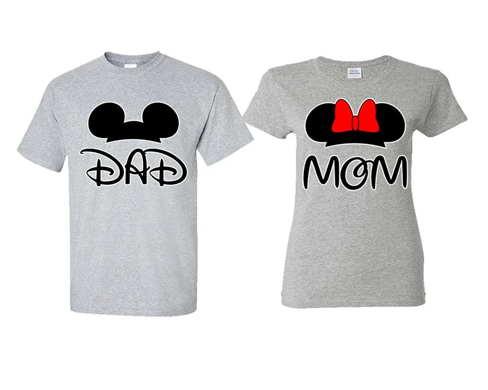 Dad & Mom Couple Matching T-Shirts – Classic Cotton Tees Sold Separately in Various Sizes & Colors | Unique Heat Press Designs