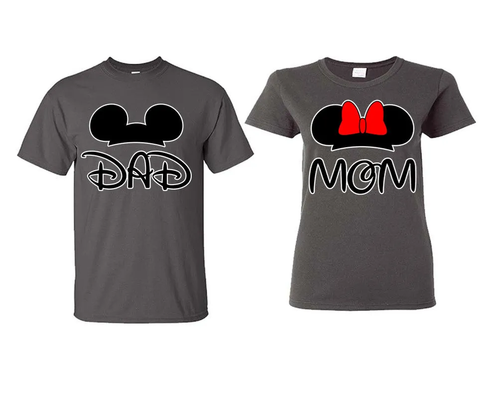 Dad & Mom Couple Matching T-Shirts – Classic Cotton Tees Sold Separately in Various Sizes & Colors | Unique Heat Press Designs