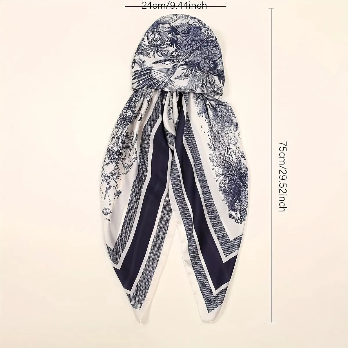 Elegant Vintage Floral Print Ladies Scarf – Polyester Hijab
