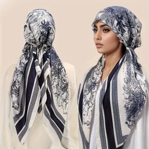 Elegant Vintage Floral Print Ladies Scarf – Polyester Hijab