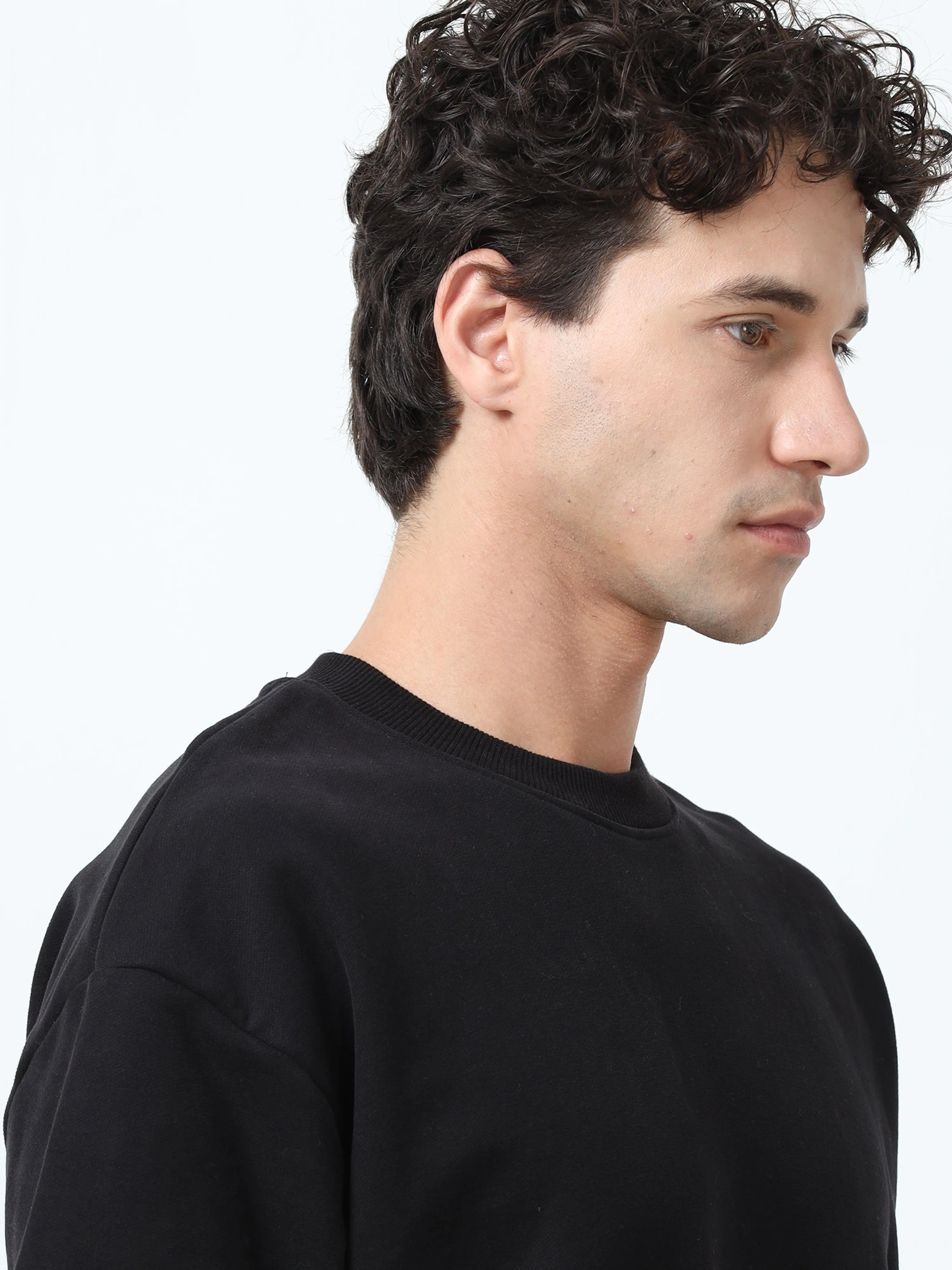 Elowen - Oversized Round neck T Shirt  - Black