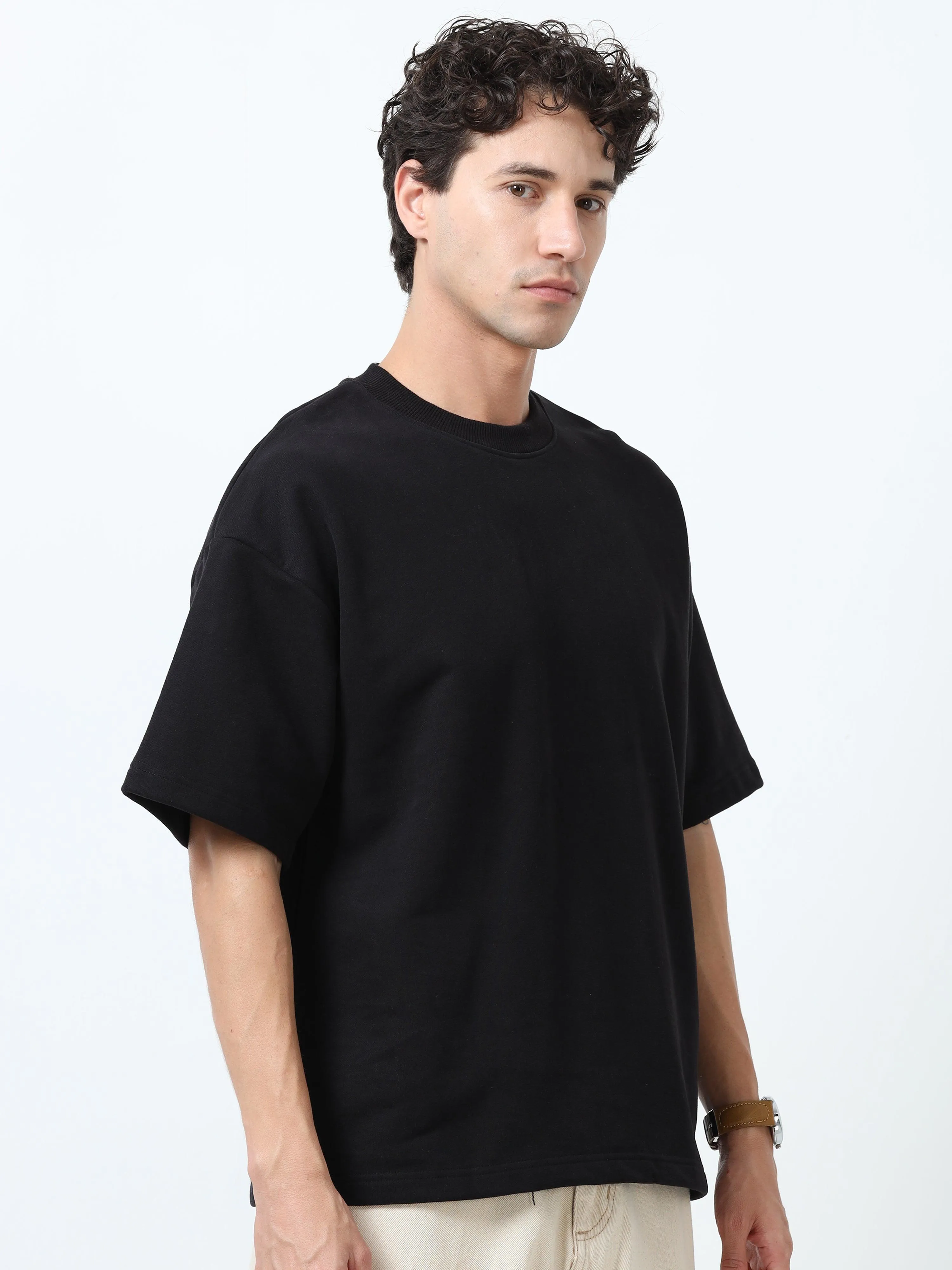 Elowen - Oversized Round neck T Shirt  - Black
