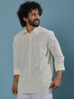 Eluded - Regular Fit Full Sleeve Poplin Shirt - Off White